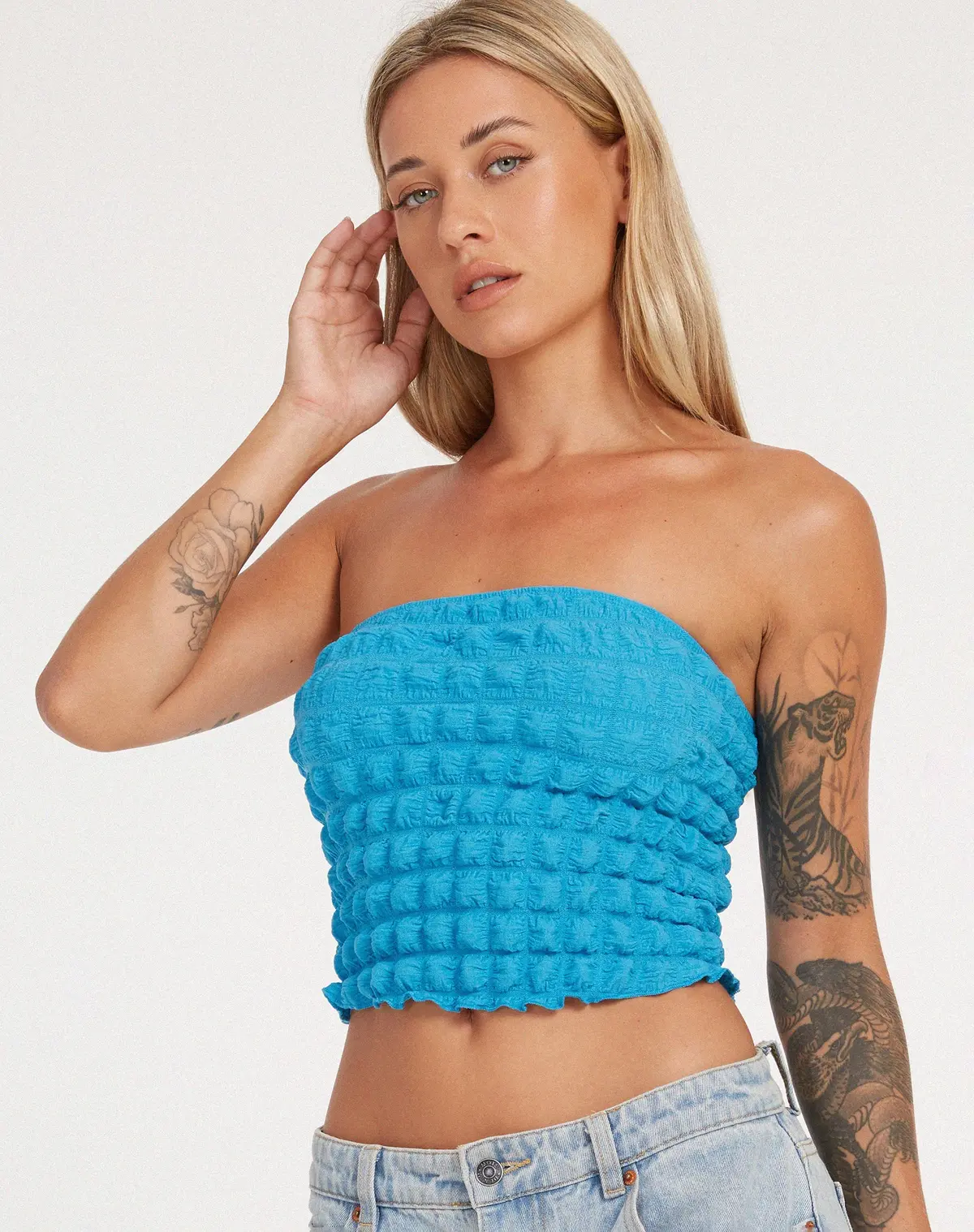 Dulce Bandeau Top In Blue 1