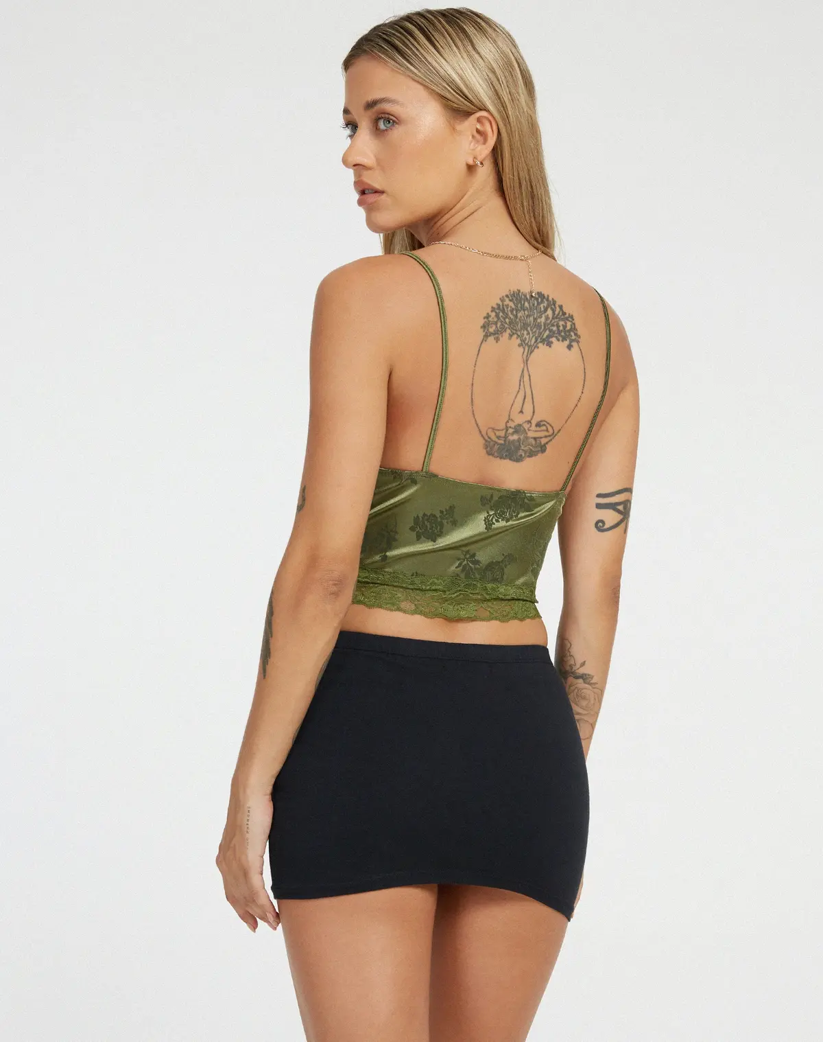 Dyrana Crop Top In Rose Flock Loden Green 2
