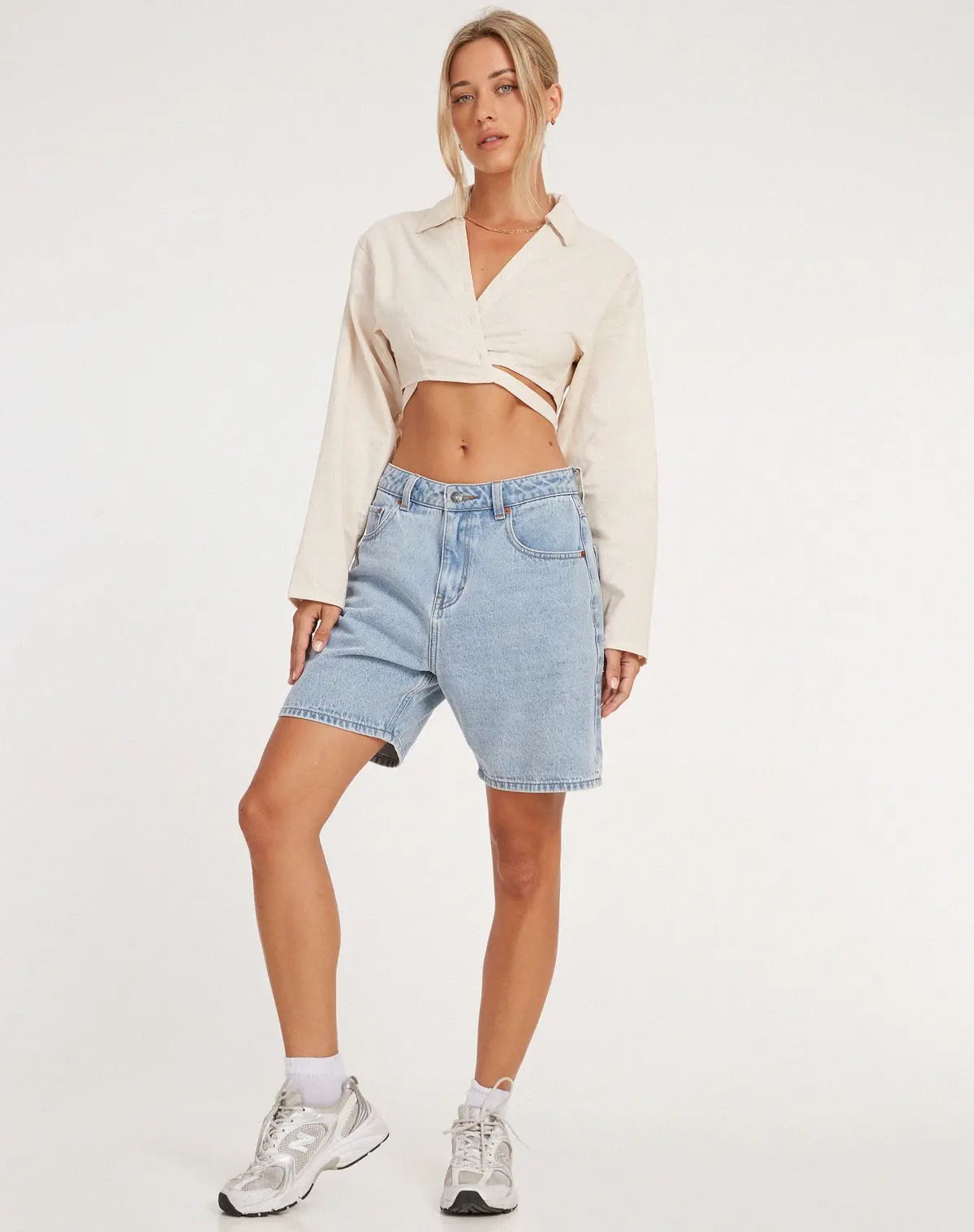 Elyse Crop Top In Ecru 3