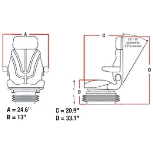 Heavy Duty Tractor Excavator Back Hoe Mower Loader Seat W/ Suspension 4