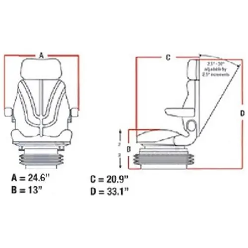 Heavy Duty Tractor Excavator Back Hoe Mower Loader Seat W/ Suspension 4
