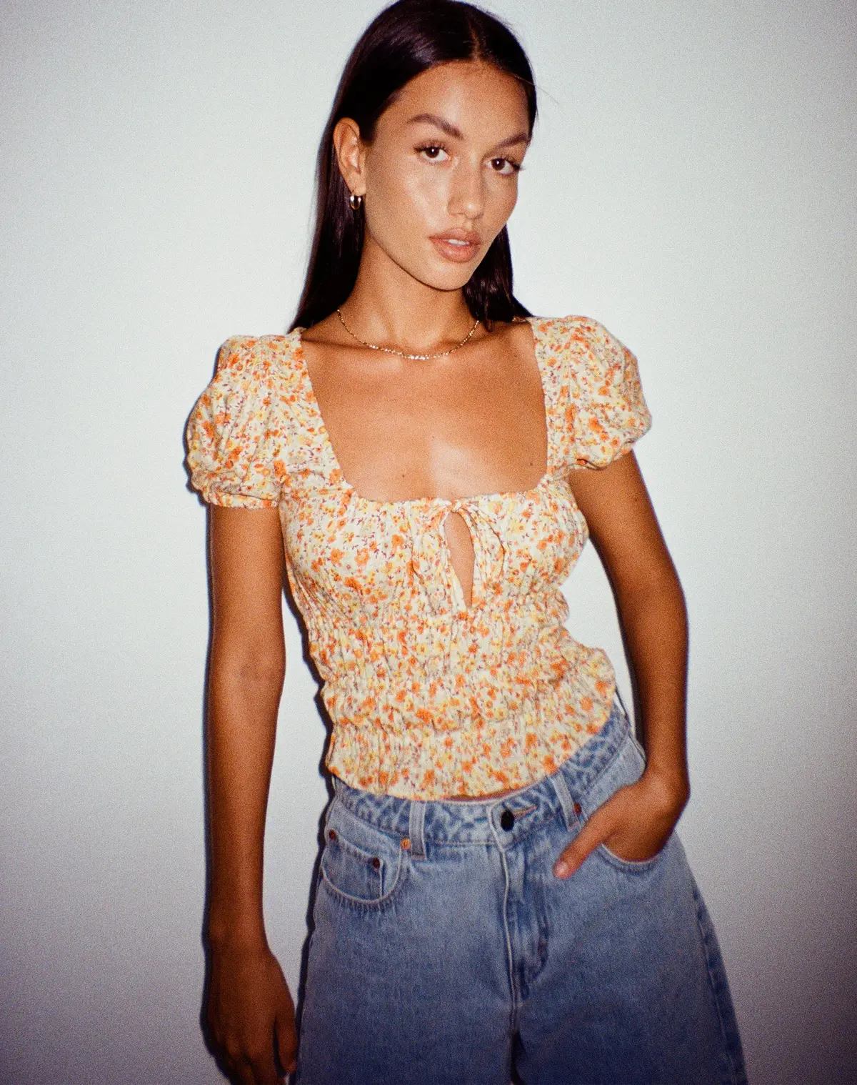Galo Top In Ditsy Tangerine 2