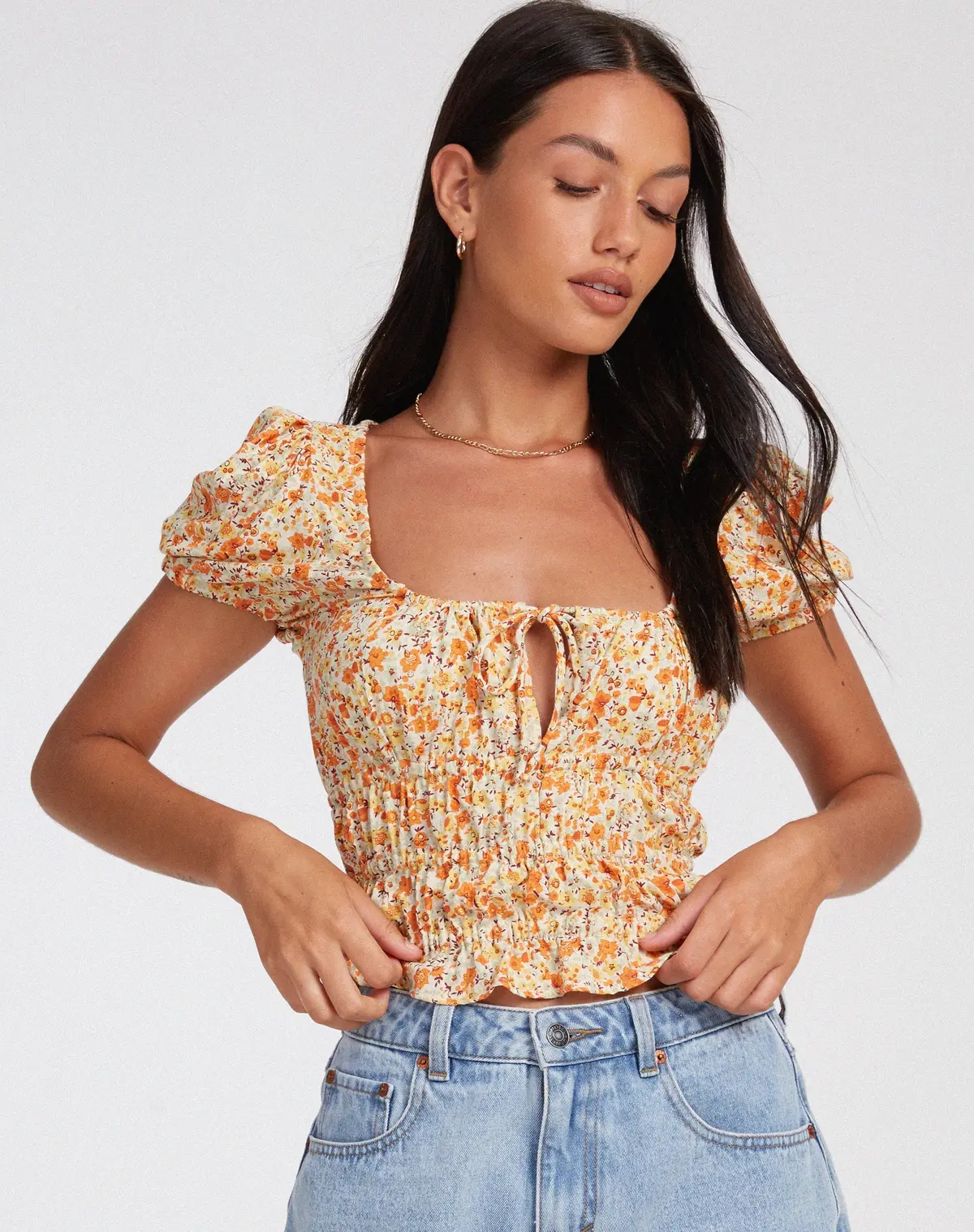 Galo Top In Ditsy Tangerine 1