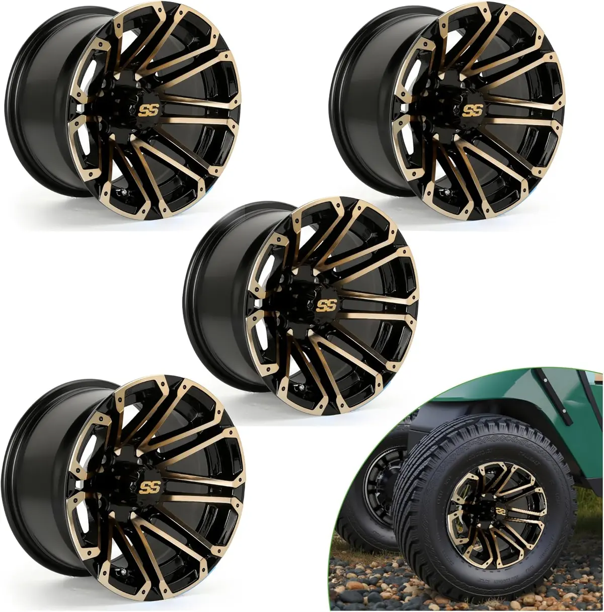14 Inch Golf Cart Rims One-Piece Cast Aluminum Structure Stylish Appearance Upgrade - 10L0l 3