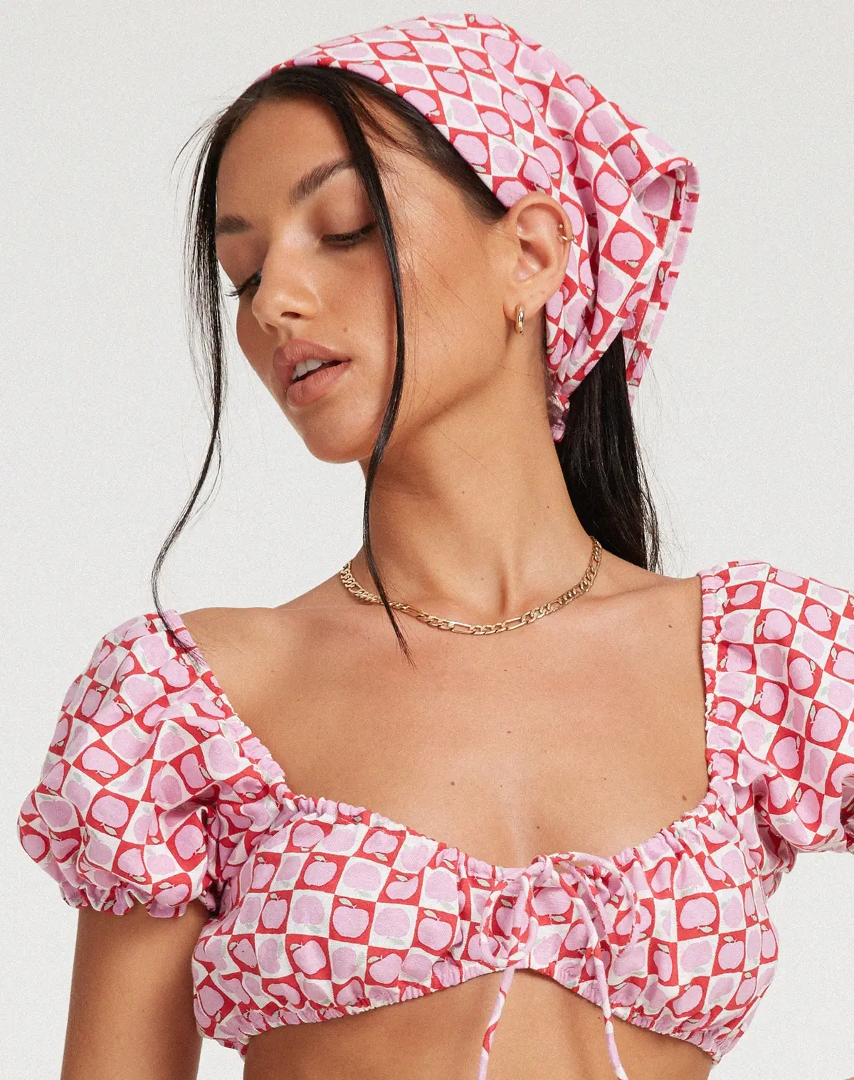 Bandana In Apple Check Blush Red 1