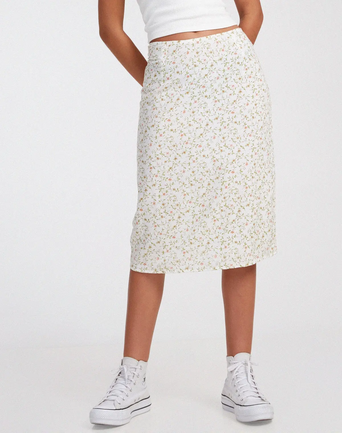 Harriet Midi Skirt In Pretty Petal Ivory 3