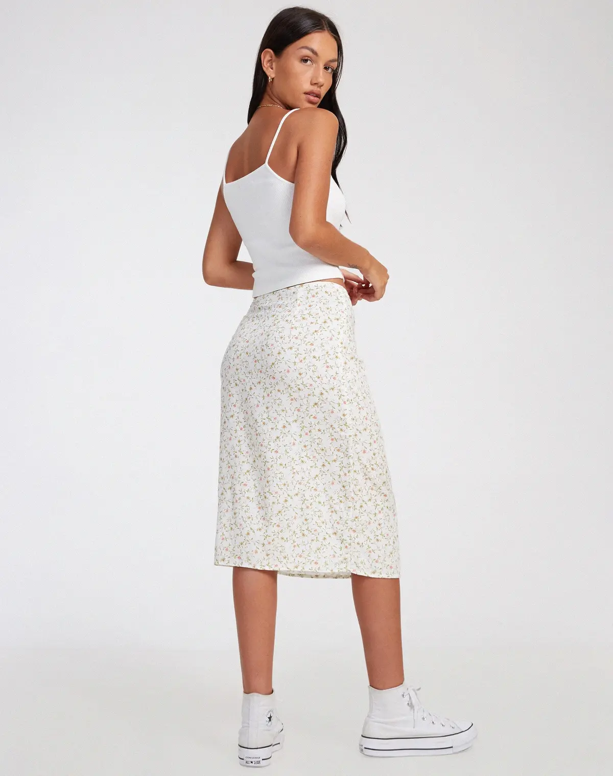 Harriet Midi Skirt In Pretty Petal Ivory 2