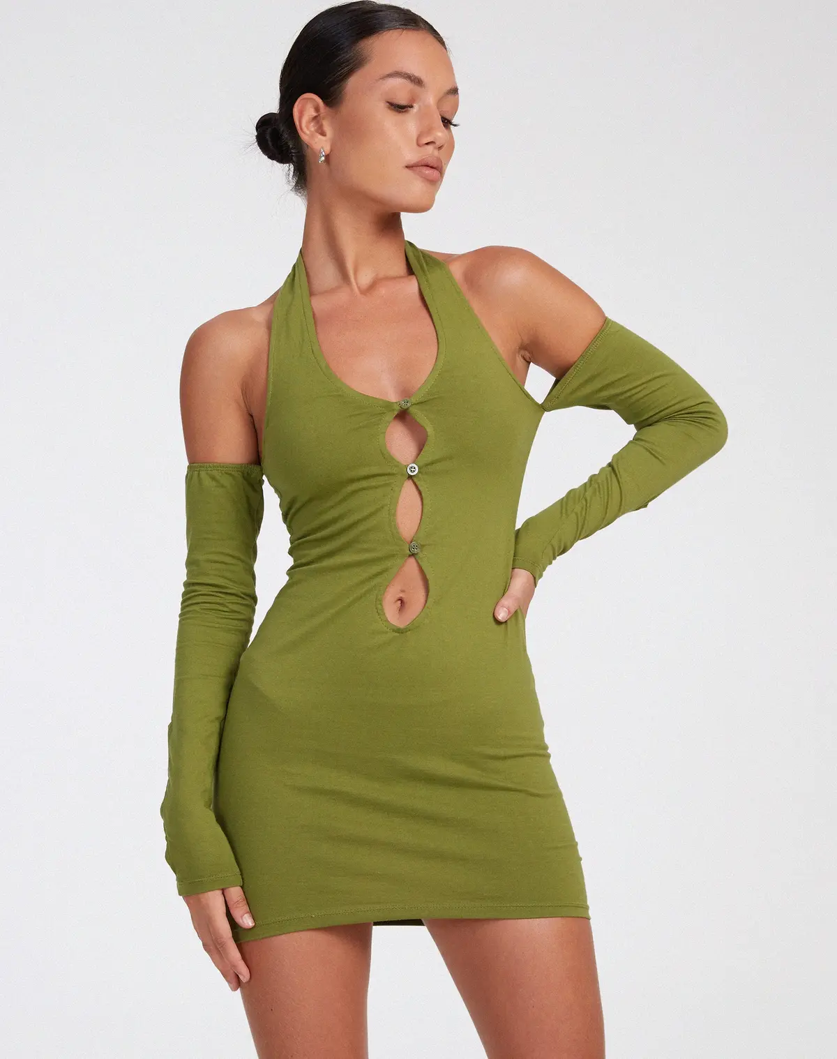 Hojay Mini Dress In Khaki 1