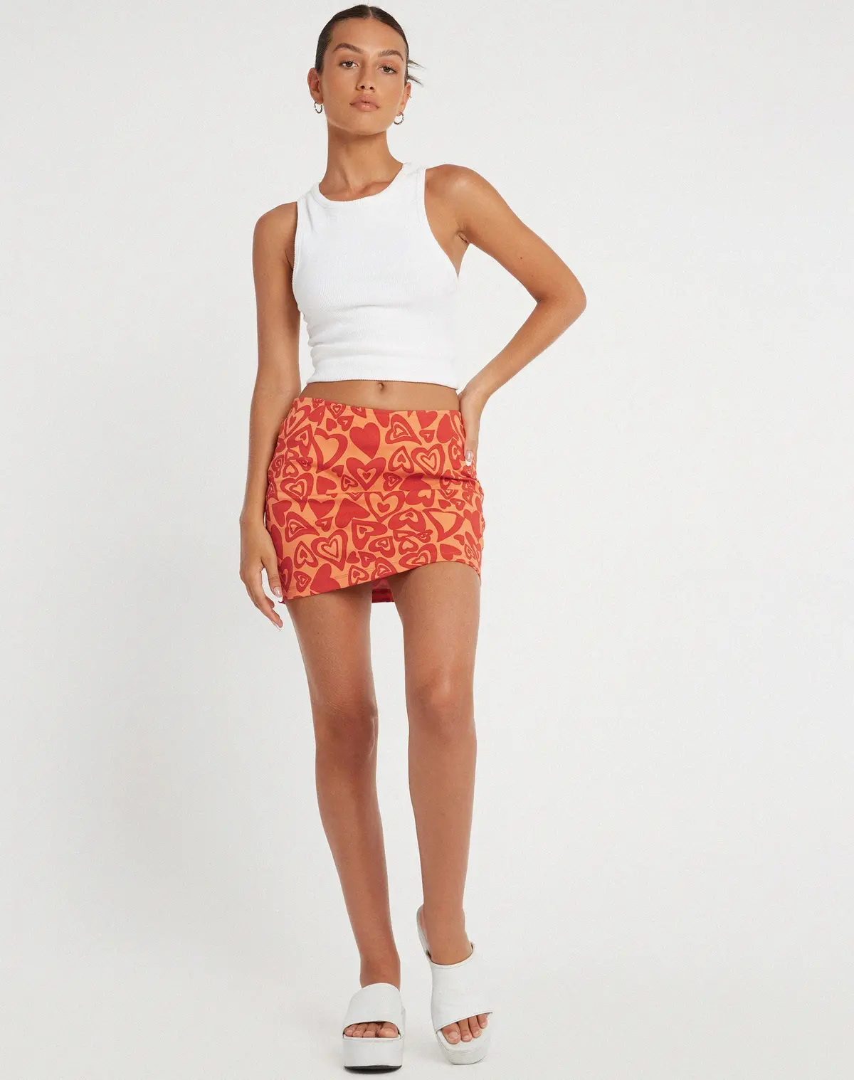 Ima Mini Skirt In Retro Heart Orange 3