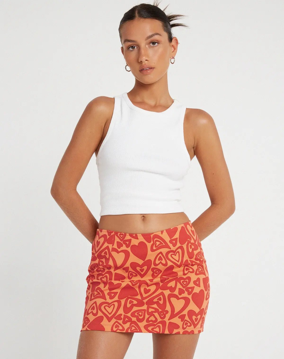 Ima Mini Skirt In Retro Heart Orange 1