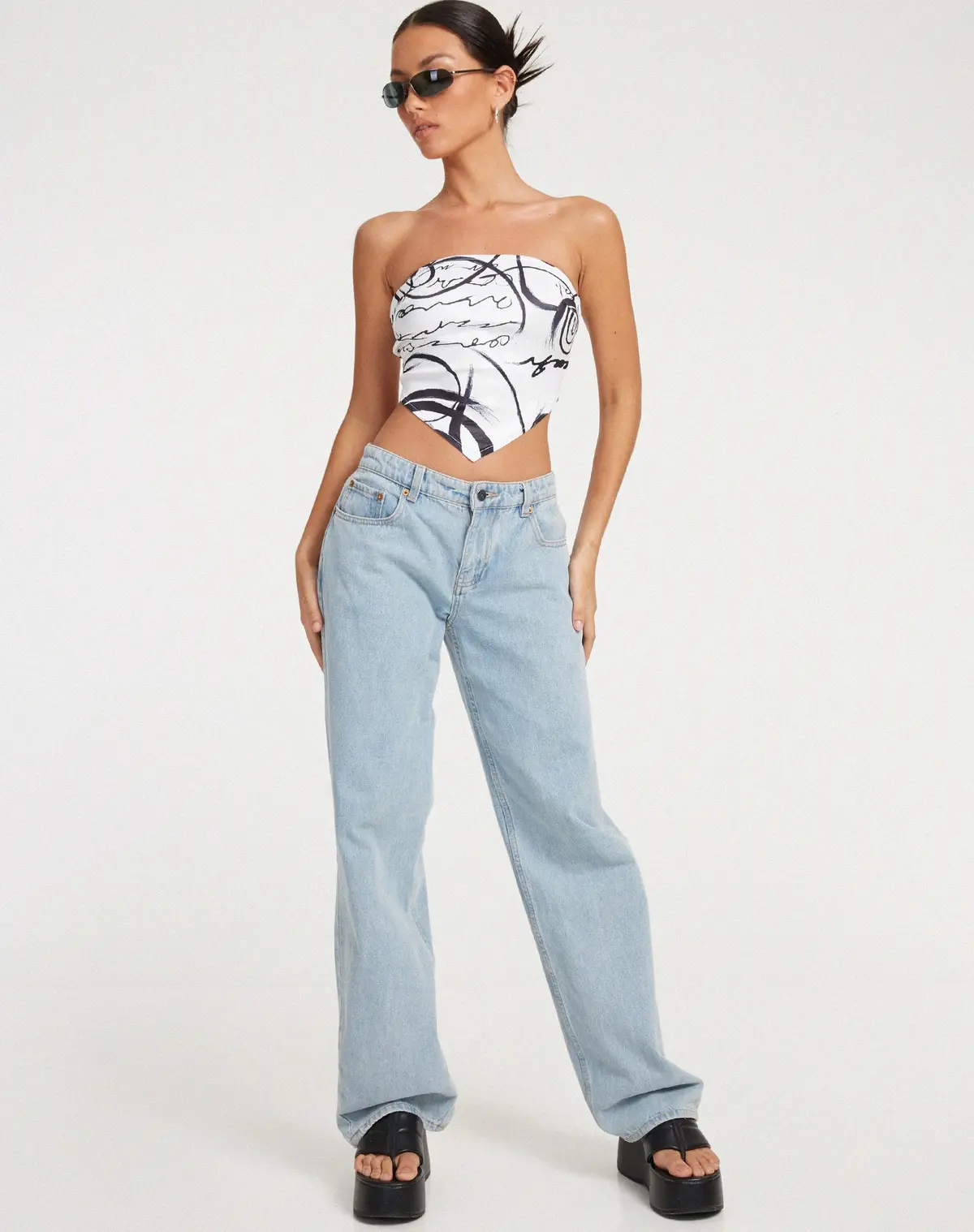 Irvana Bandeau Top In Mono Doodle Black And White 3
