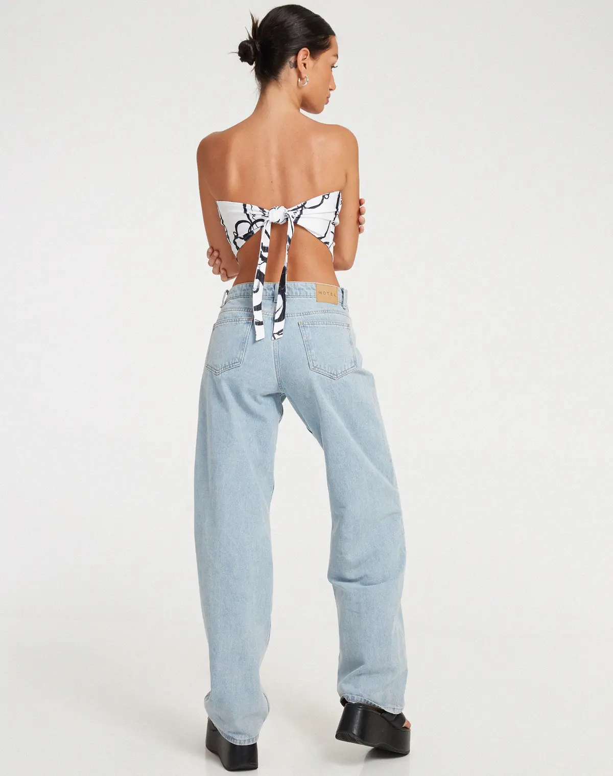 Irvana Bandeau Top In Mono Doodle Black And White 4