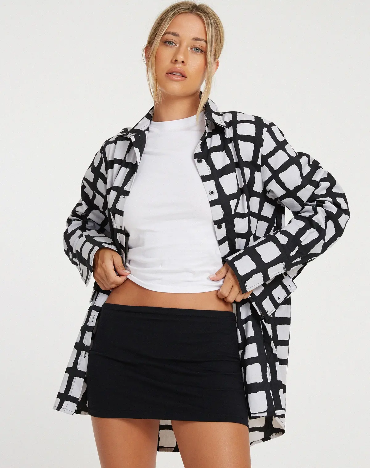 Elm Shirt In Mono Painted Check Black 1