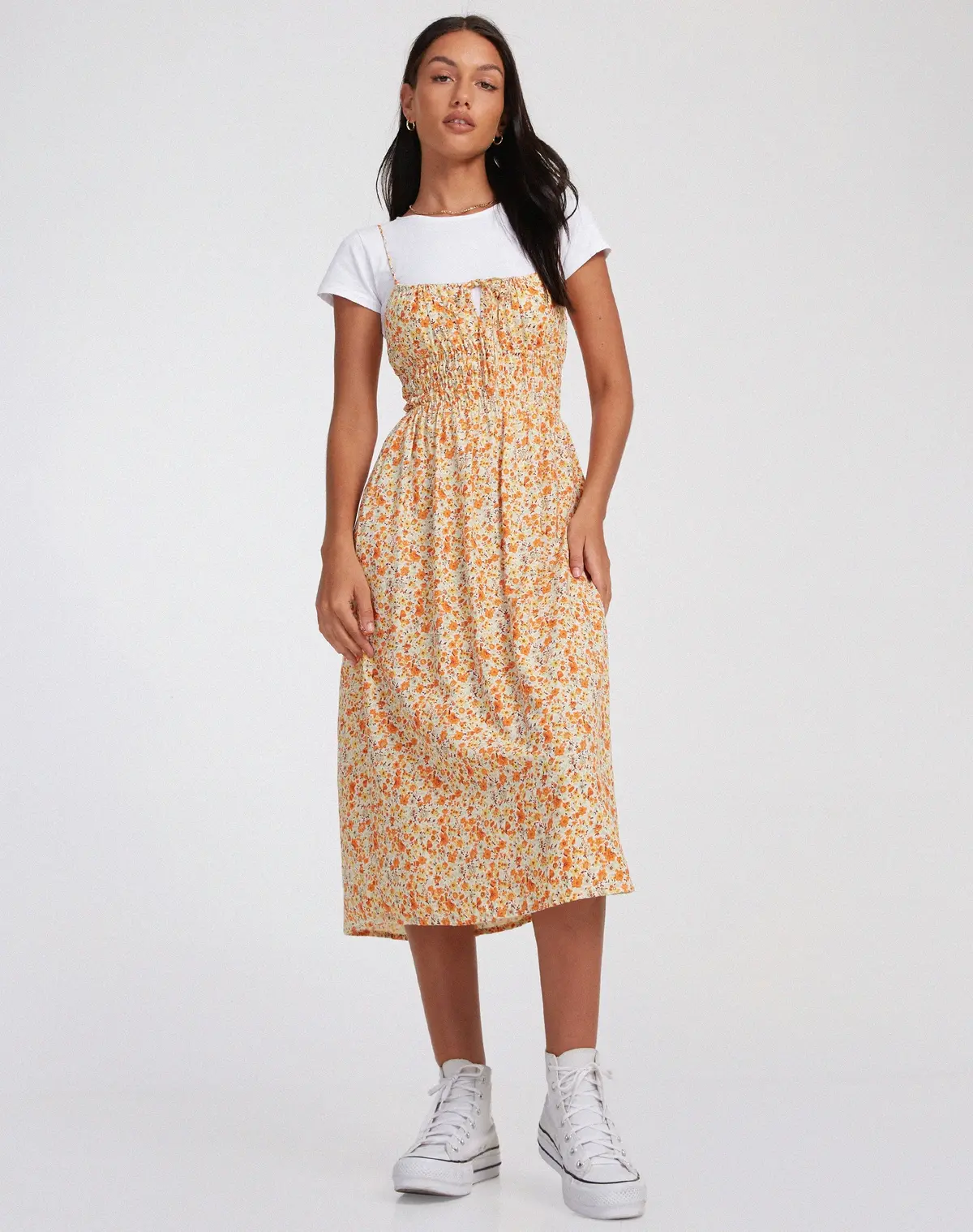 Jayko Midi Dress In Ditsy Tangerine 3