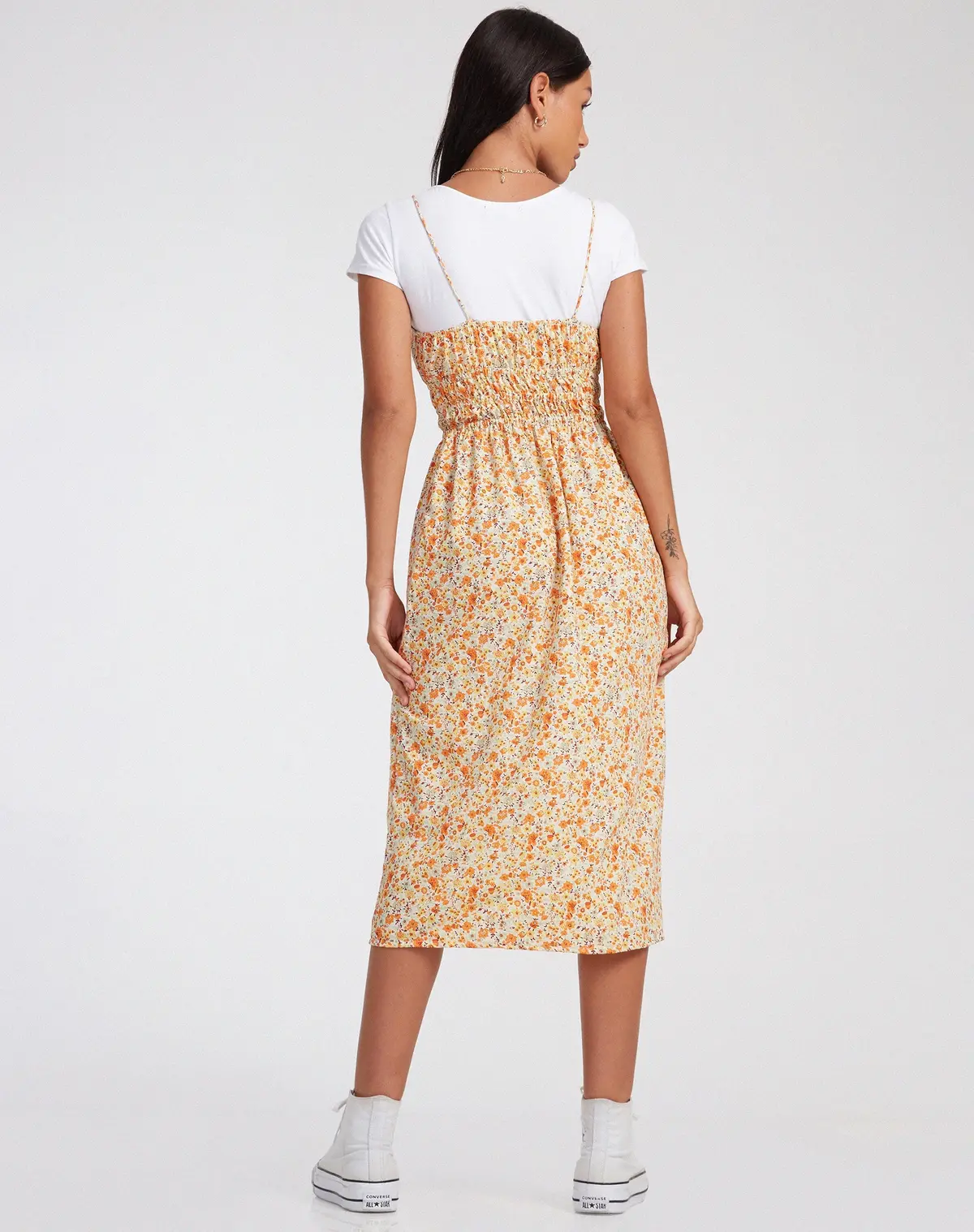 Jayko Midi Dress In Ditsy Tangerine 2