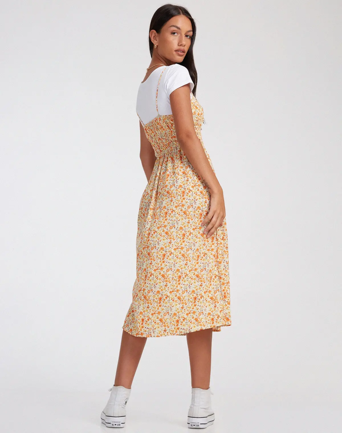 Jayko Midi Dress In Ditsy Tangerine 4