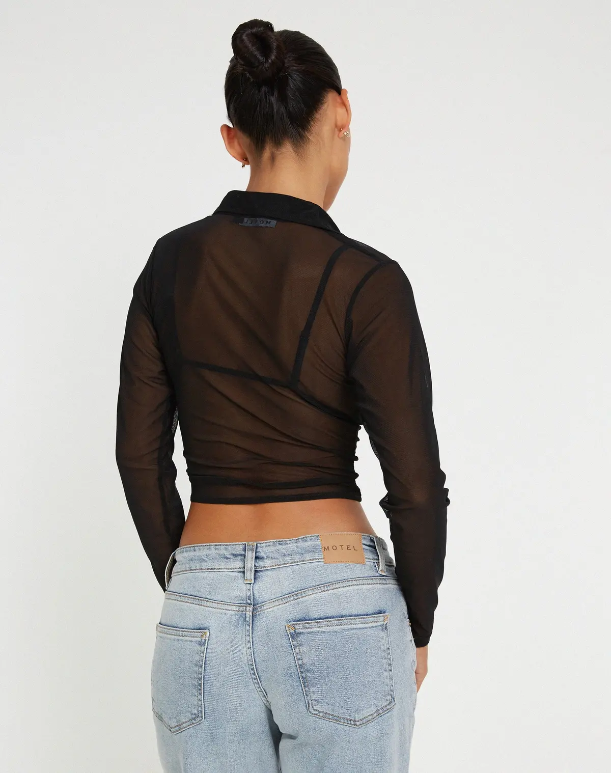 Kelly Cropped Shirt In Mesh Black 2