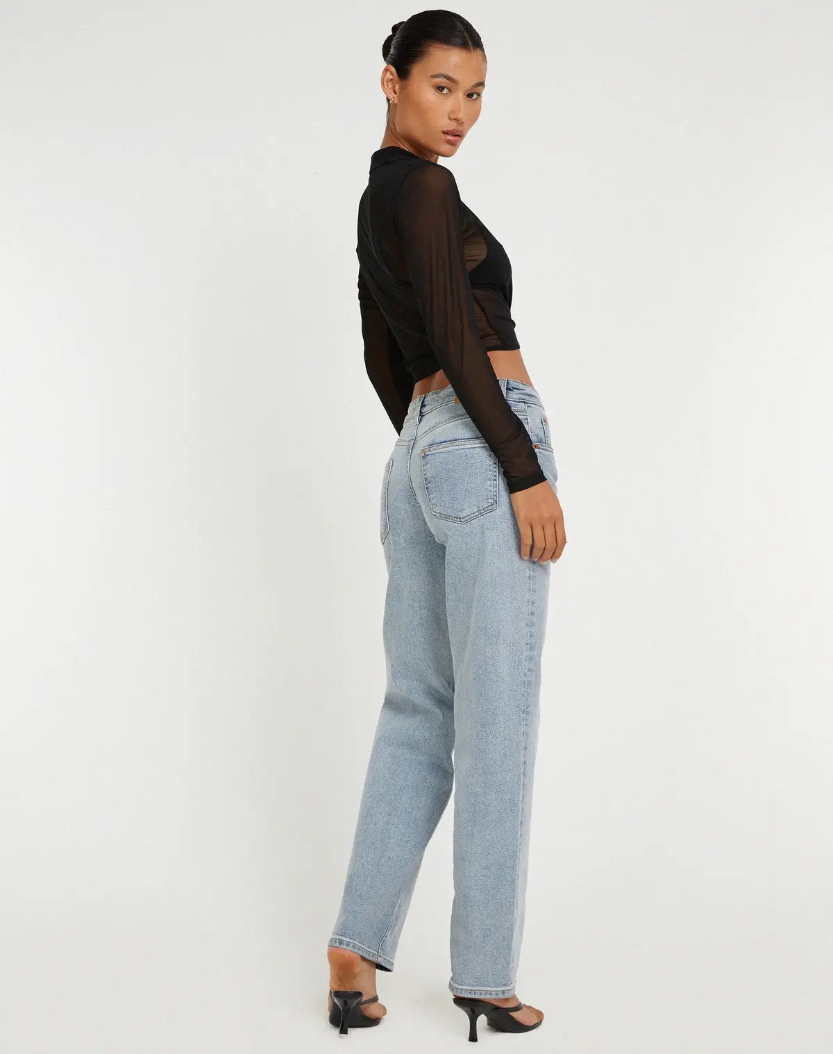 Kelly Cropped Shirt In Mesh Black 4