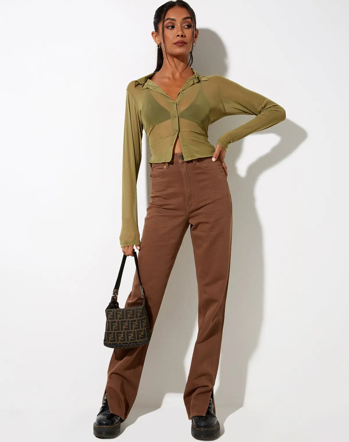 Kelly Shirt In Mesh Olive 4