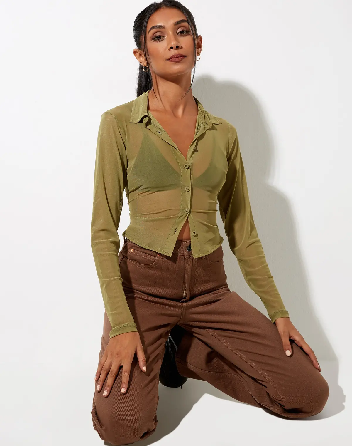 Kelly Shirt In Mesh Olive 1