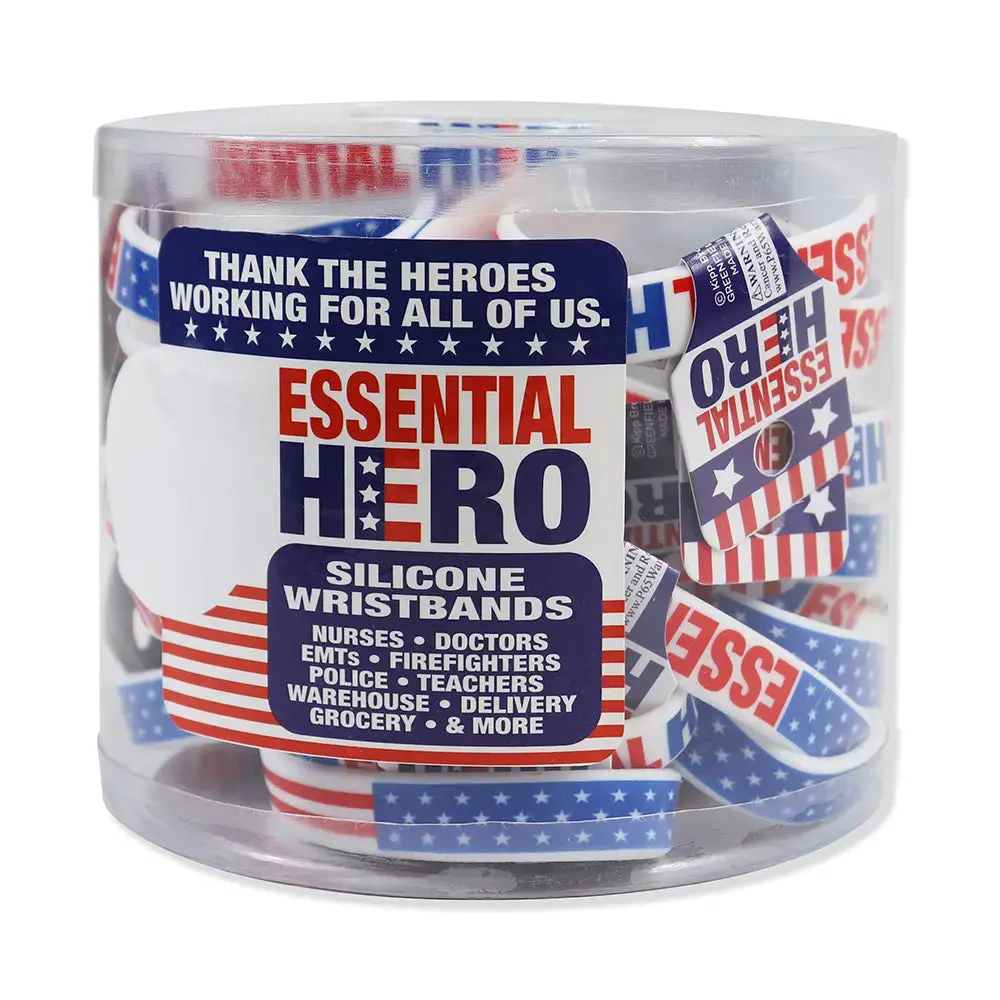 Patriotic Silicone Wristband Essential Hero - 24 Pieces Per Retail Ready Display Kp4172 1