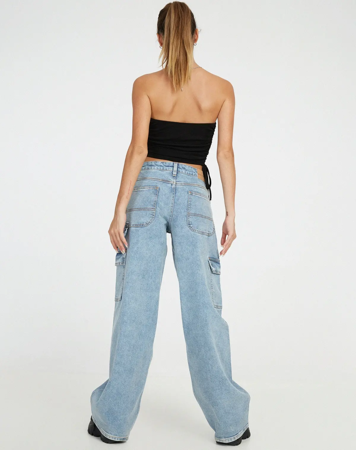 Kuincy Crop Top In Black Diamante Buckle 7