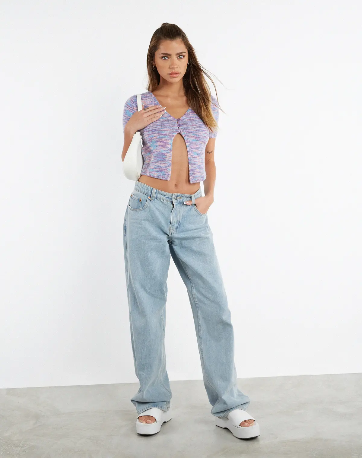 Kusha Crop Top In Mix Space Dye Knit Lilac 3