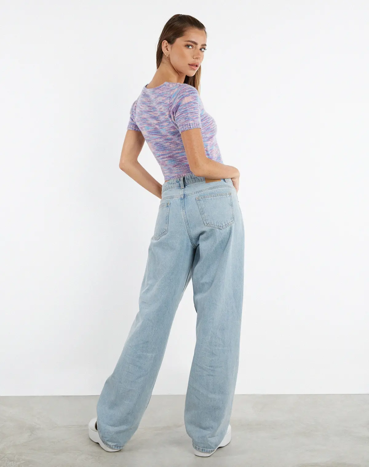 Kusha Crop Top In Mix Space Dye Knit Lilac 5