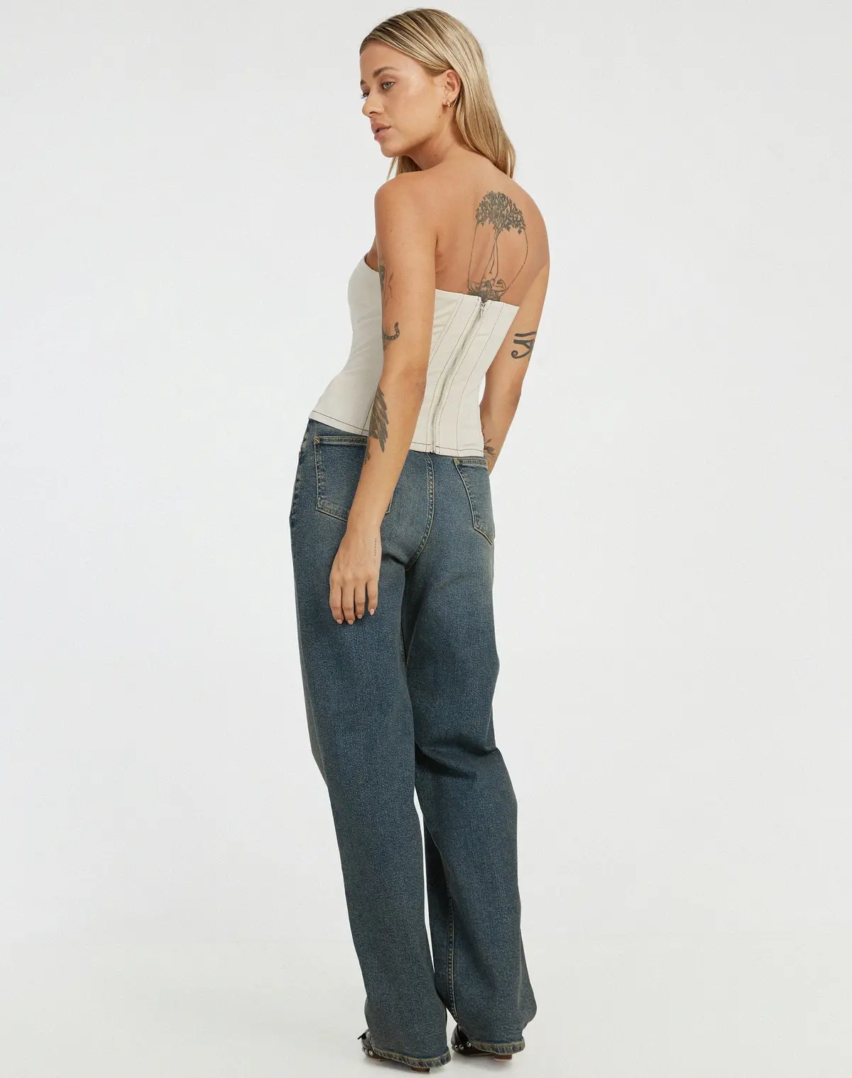 Kyana Corset In Ecru Brown Stitch 4
