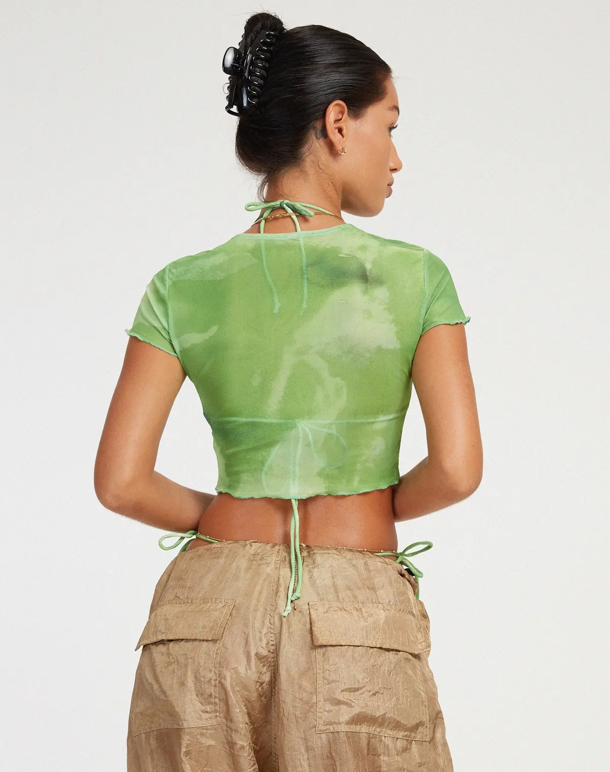 Tiney Crop Top In Watercolour Green 4
