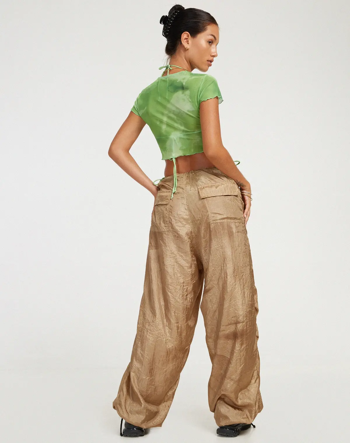Tiney Crop Top In Watercolour Green 6
