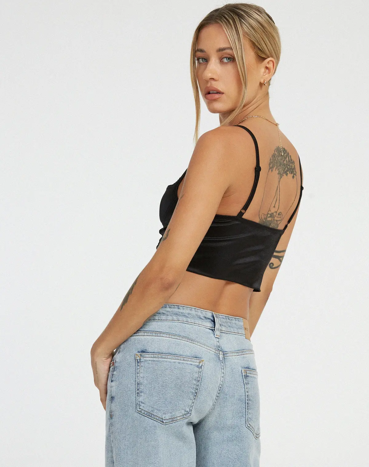 Litasa Corset Top In Satin Black 2