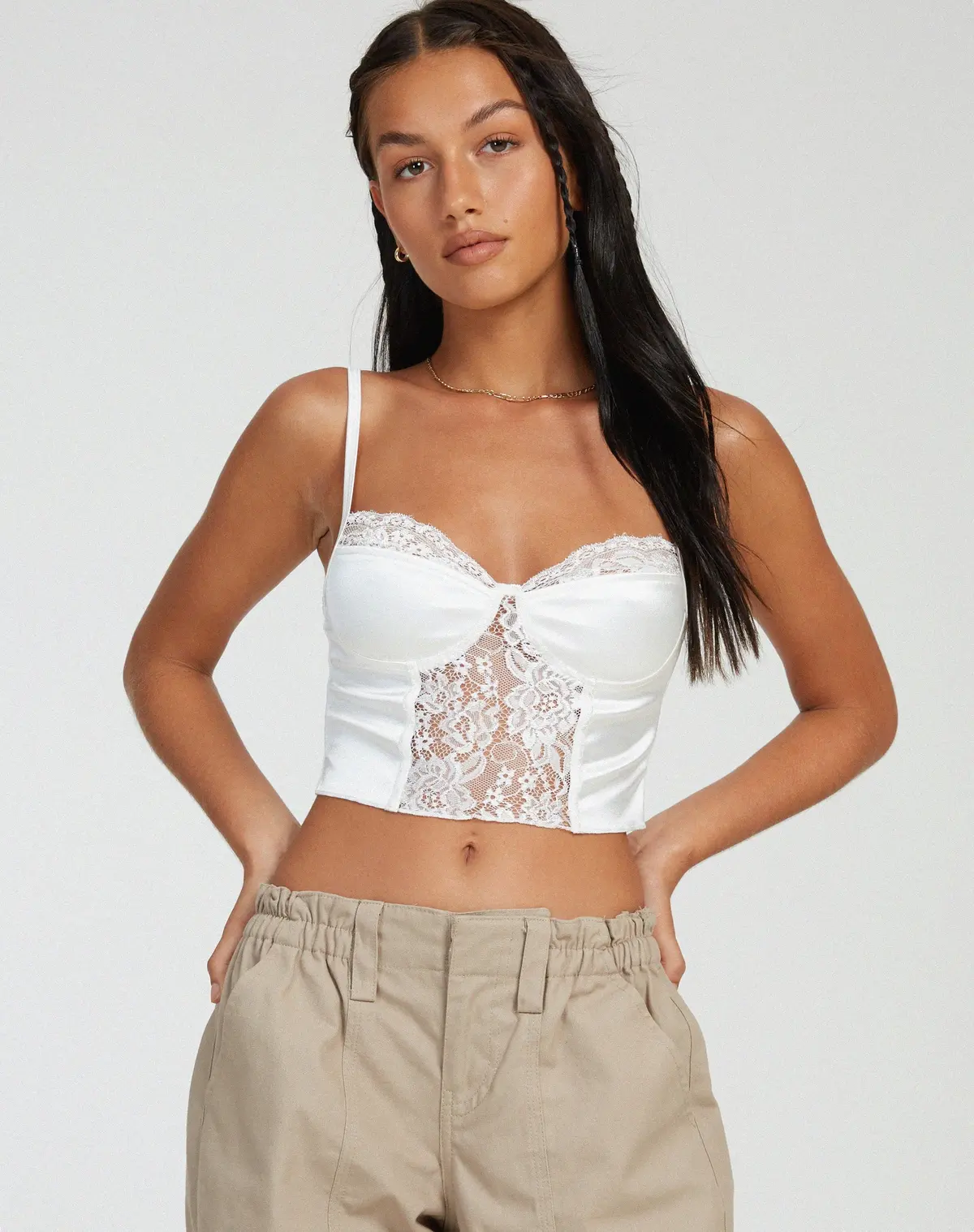 Litasa Corset Top In Satin Ivory 1