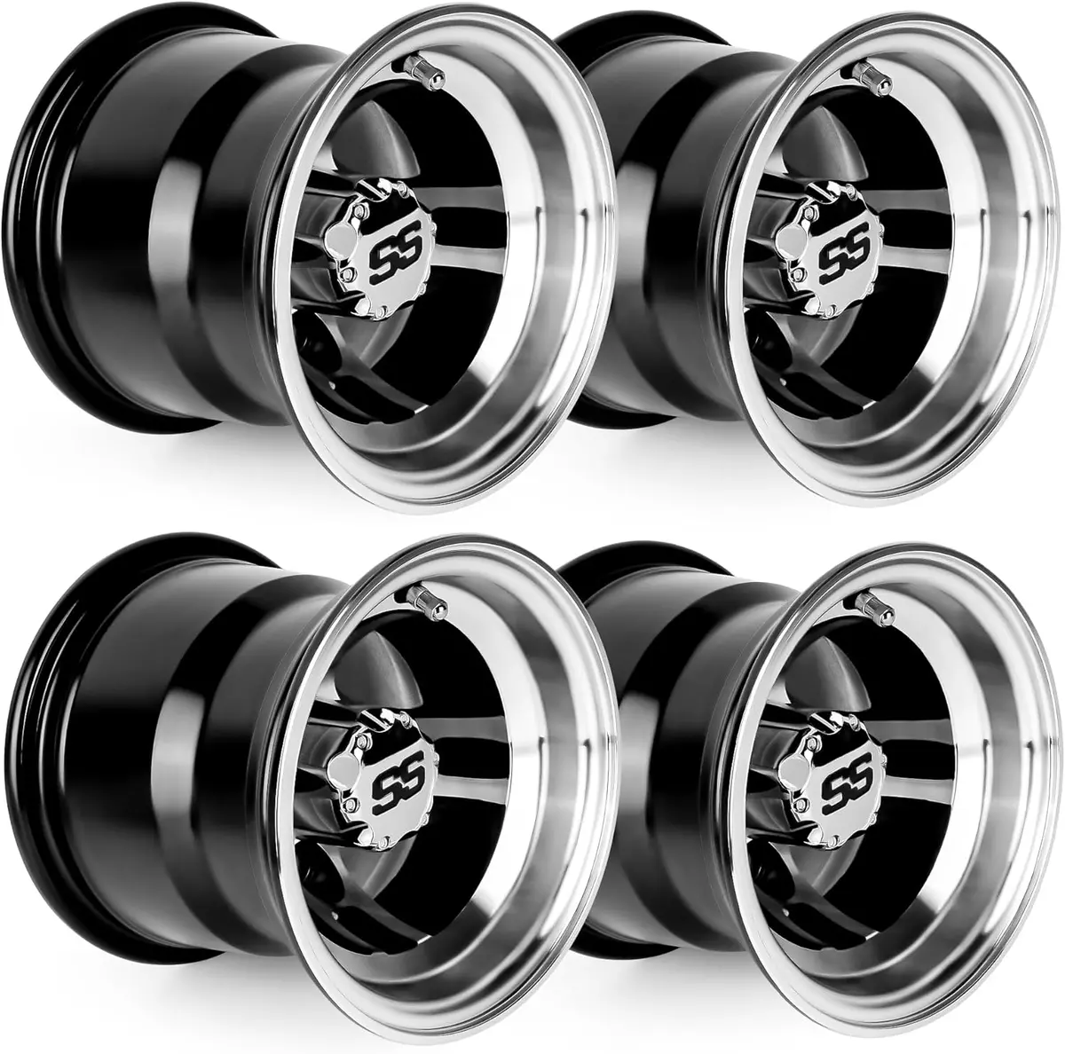 Aluminum Golf Cart Wheel Rims 8 Inch With Ss Center Cap Lightweight Durable Design - 10L0l 1