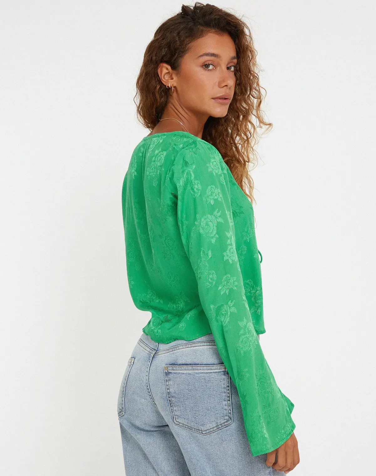 Merida Top In Satin Rose Jade Green 2