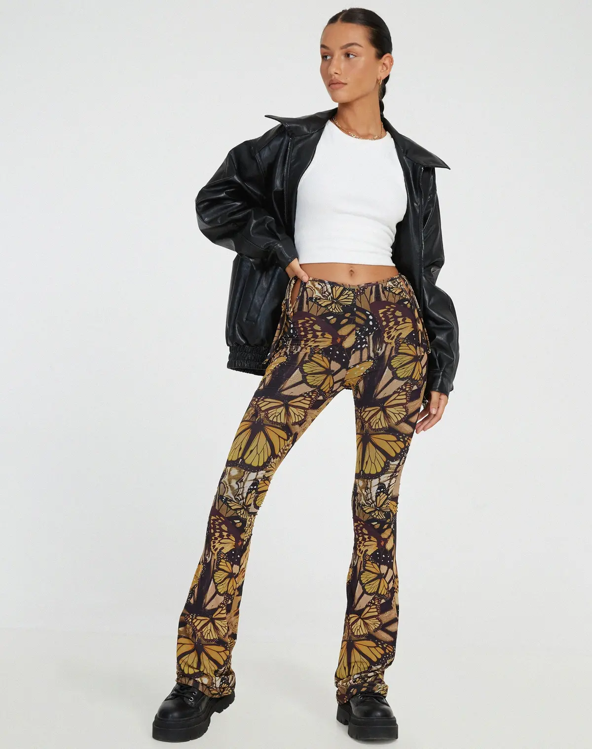 Mileri Flare Trousers In Butterfly Gold 3