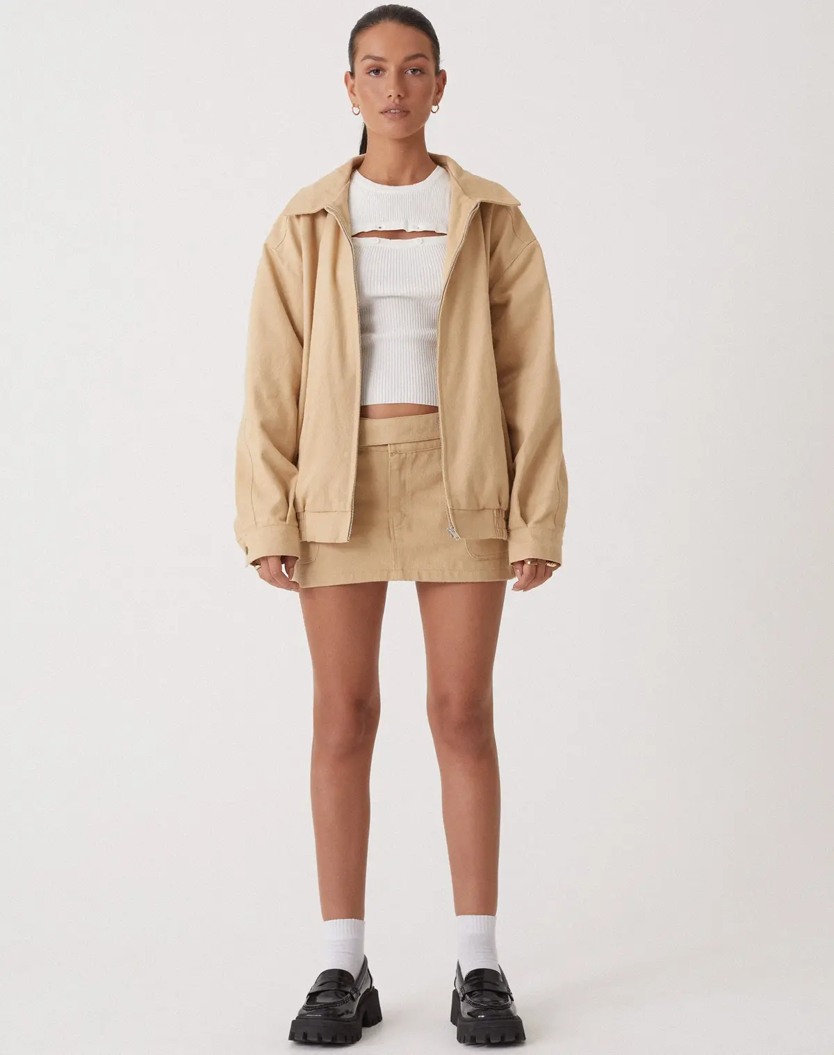 Motel X Olivia Neill Stina Cargo Micro Skirt In Tan 5