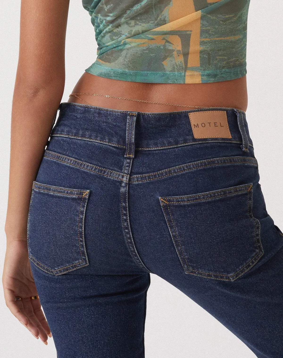 Motel X Olivia Neill Low Rise Bootleg Jeans In Dark Vintage Wash 6