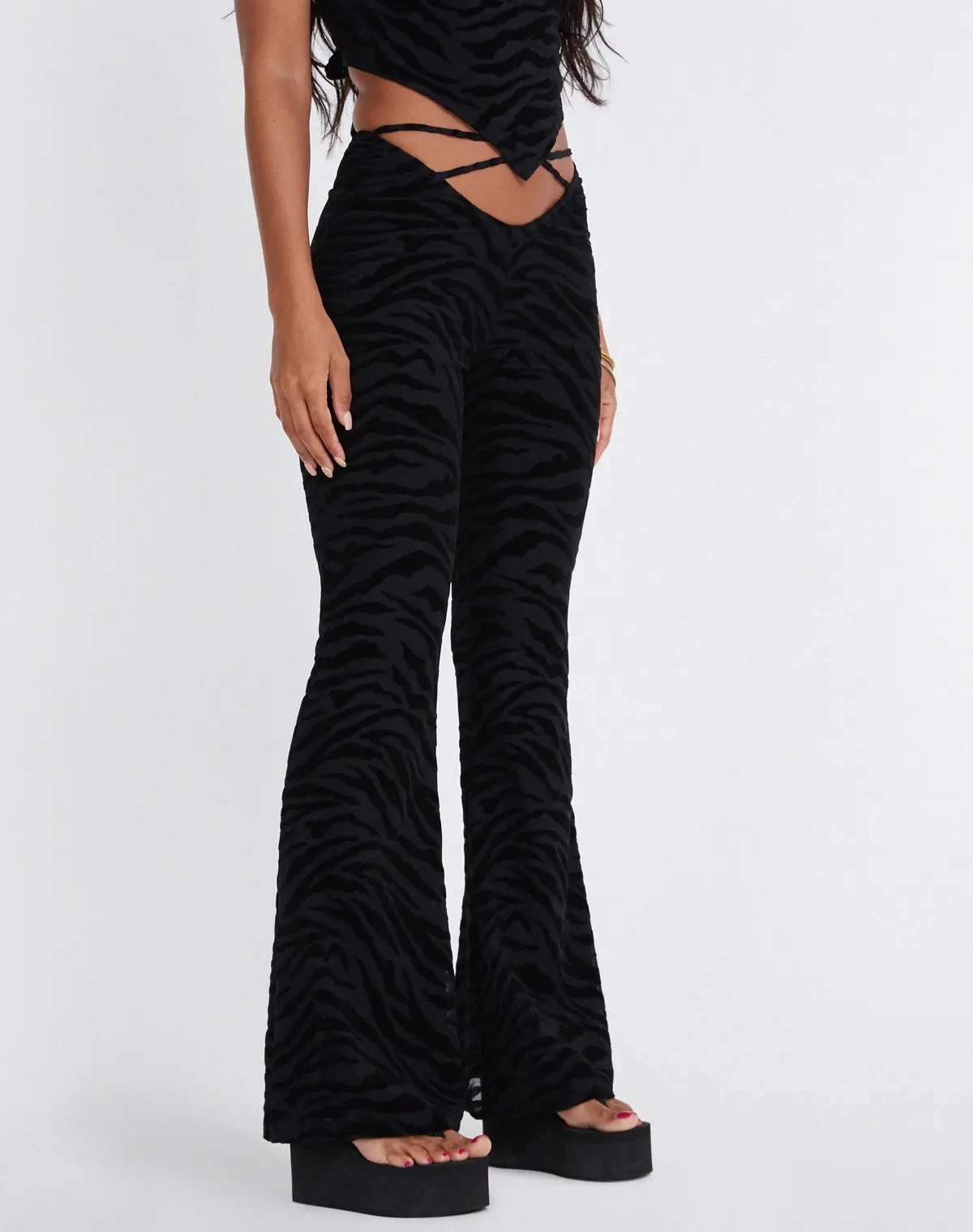Nancha Flare Trouser In Zebra Flock Black 1