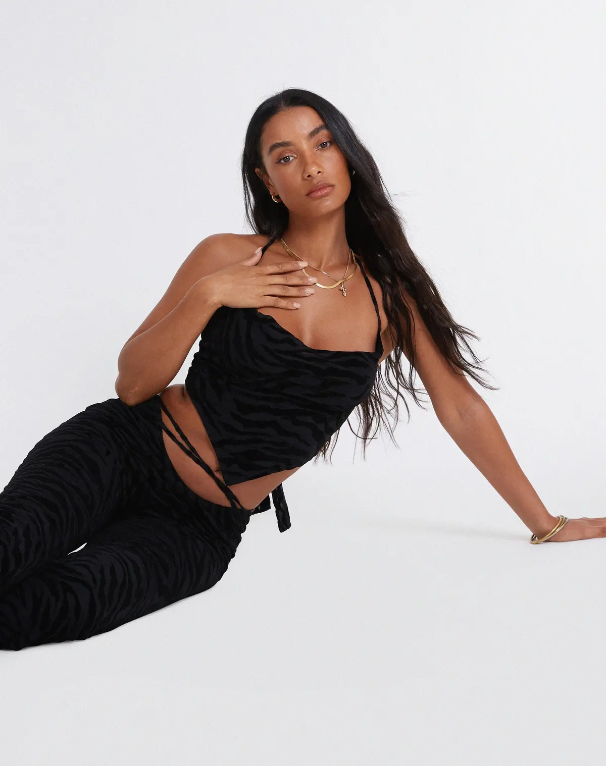 Nancha Flare Trouser In Zebra Flock Black 4