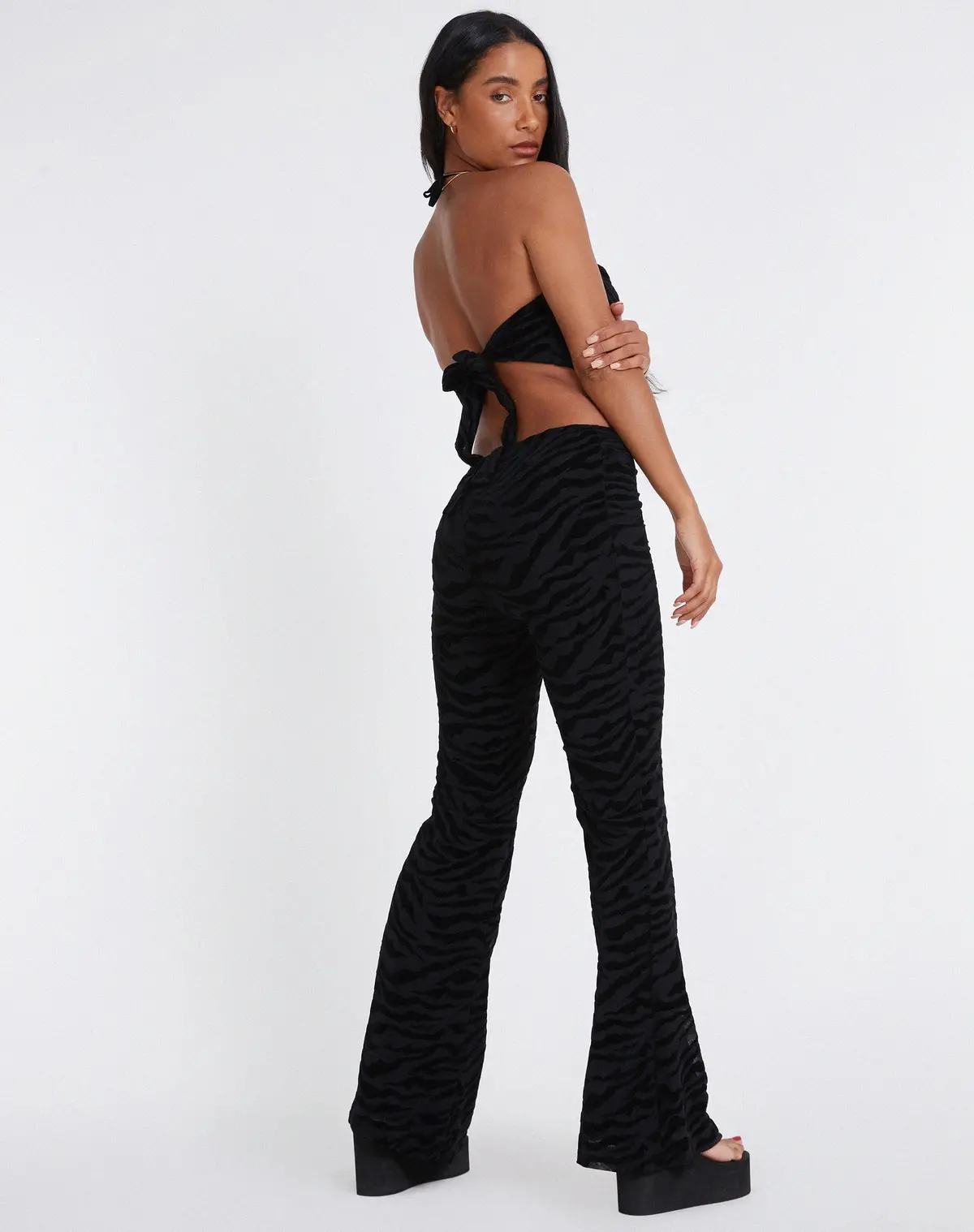 Nancha Flare Trouser In Zebra Flock Black 2