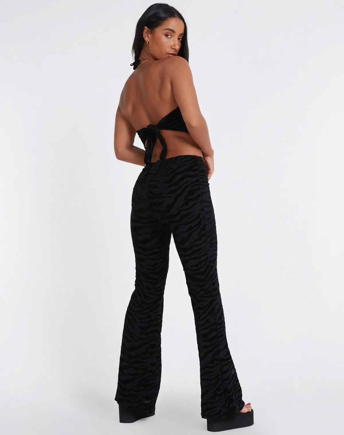 Nancha Flare Trouser In Zebra Flock Black 5