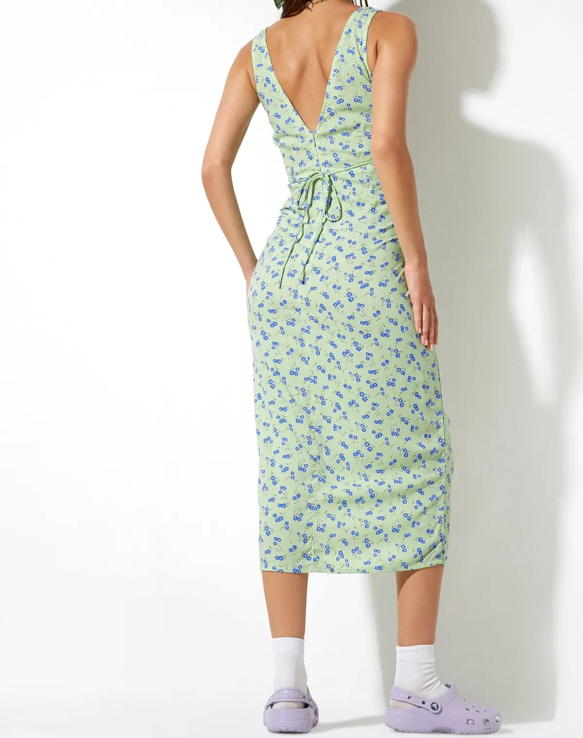 Lisheva Midi Dress In Lime Floral 2