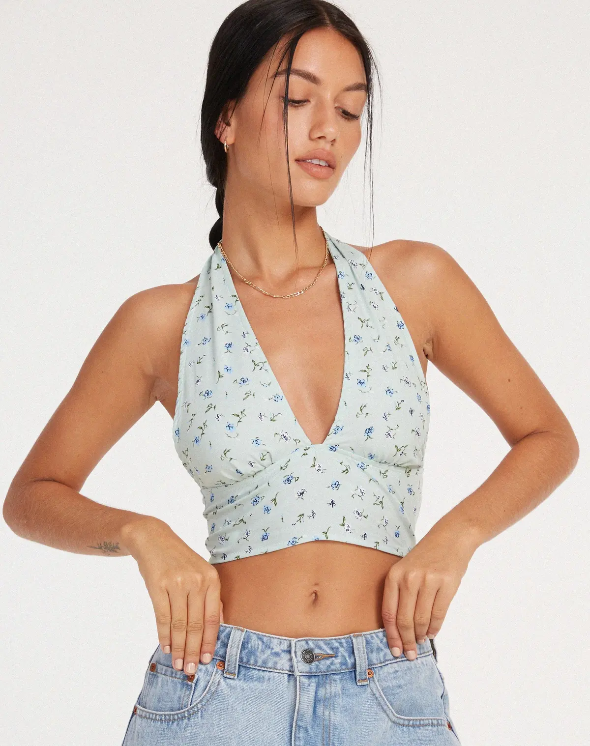 Nanda Crop Top In Pretty Petal Green 2