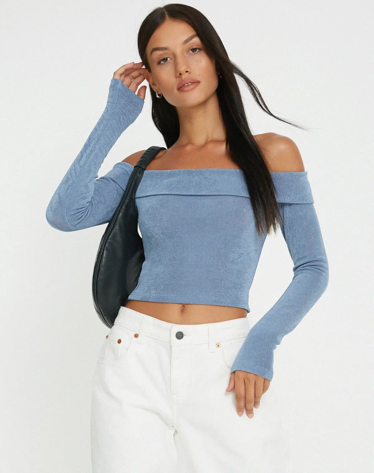Nasari Crop Top In Blue Grey 1