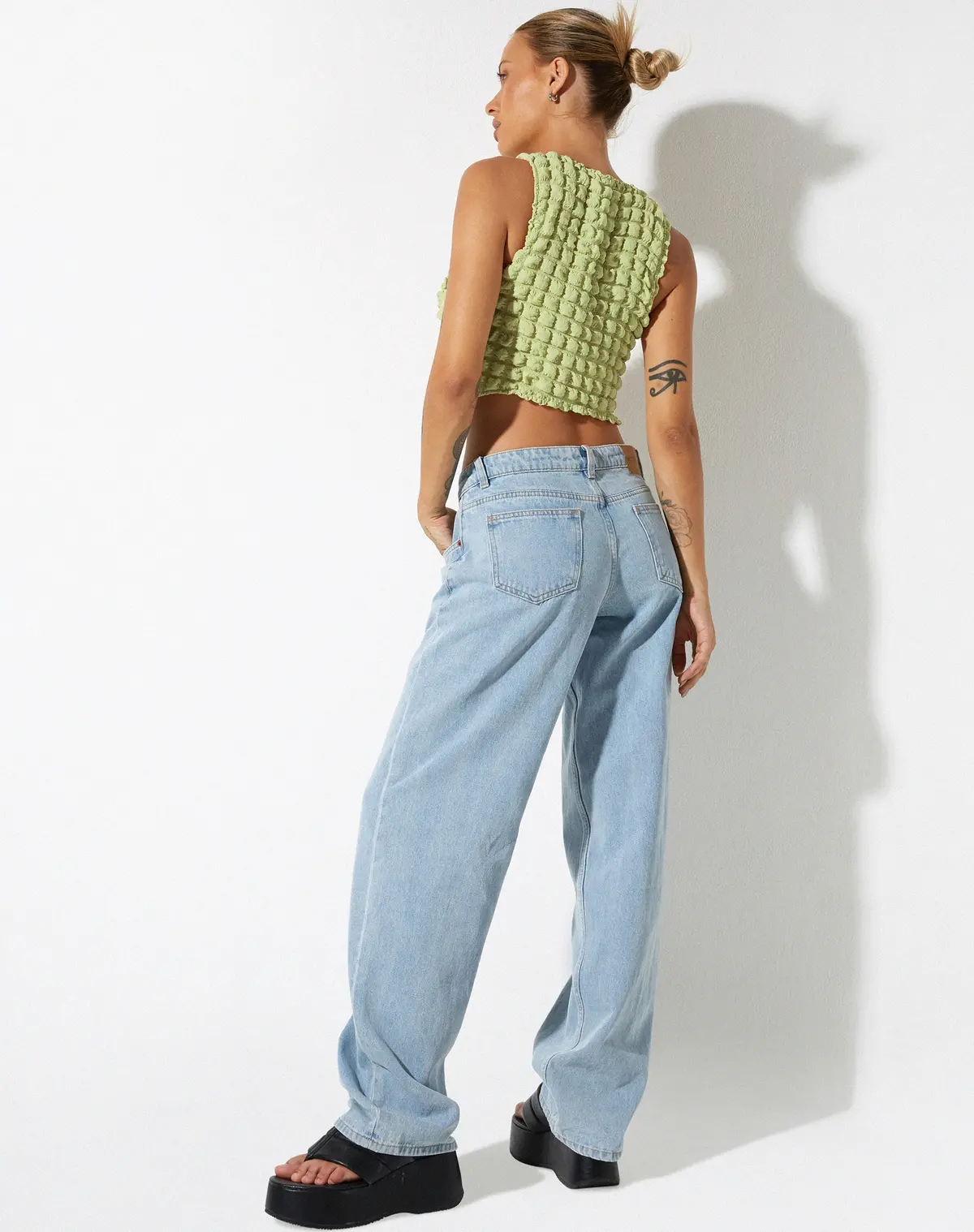 Neno Crop Top In Big Bubble Jersey Pastel Lime 4
