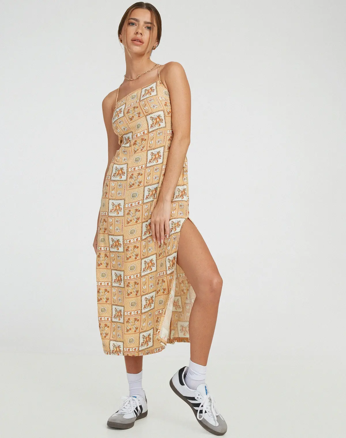 Nosita Midi Dress In Picnic Print Brown 1