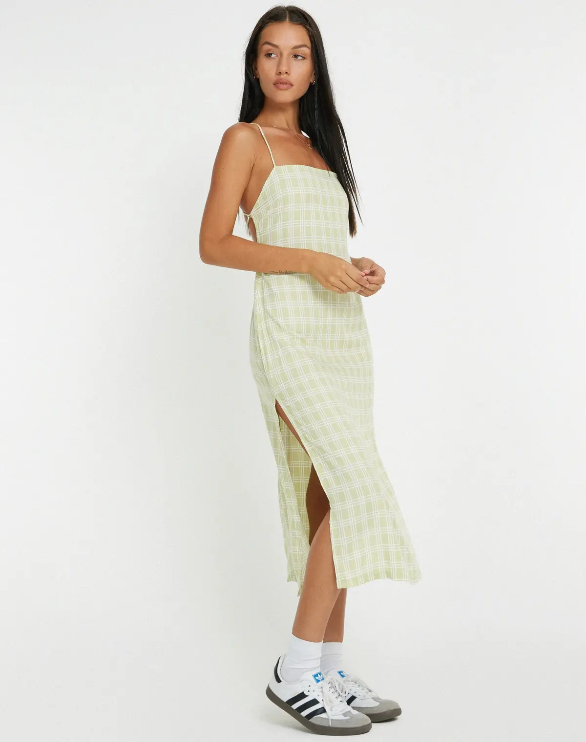 Nosita Midi Dress In Sage Check 1