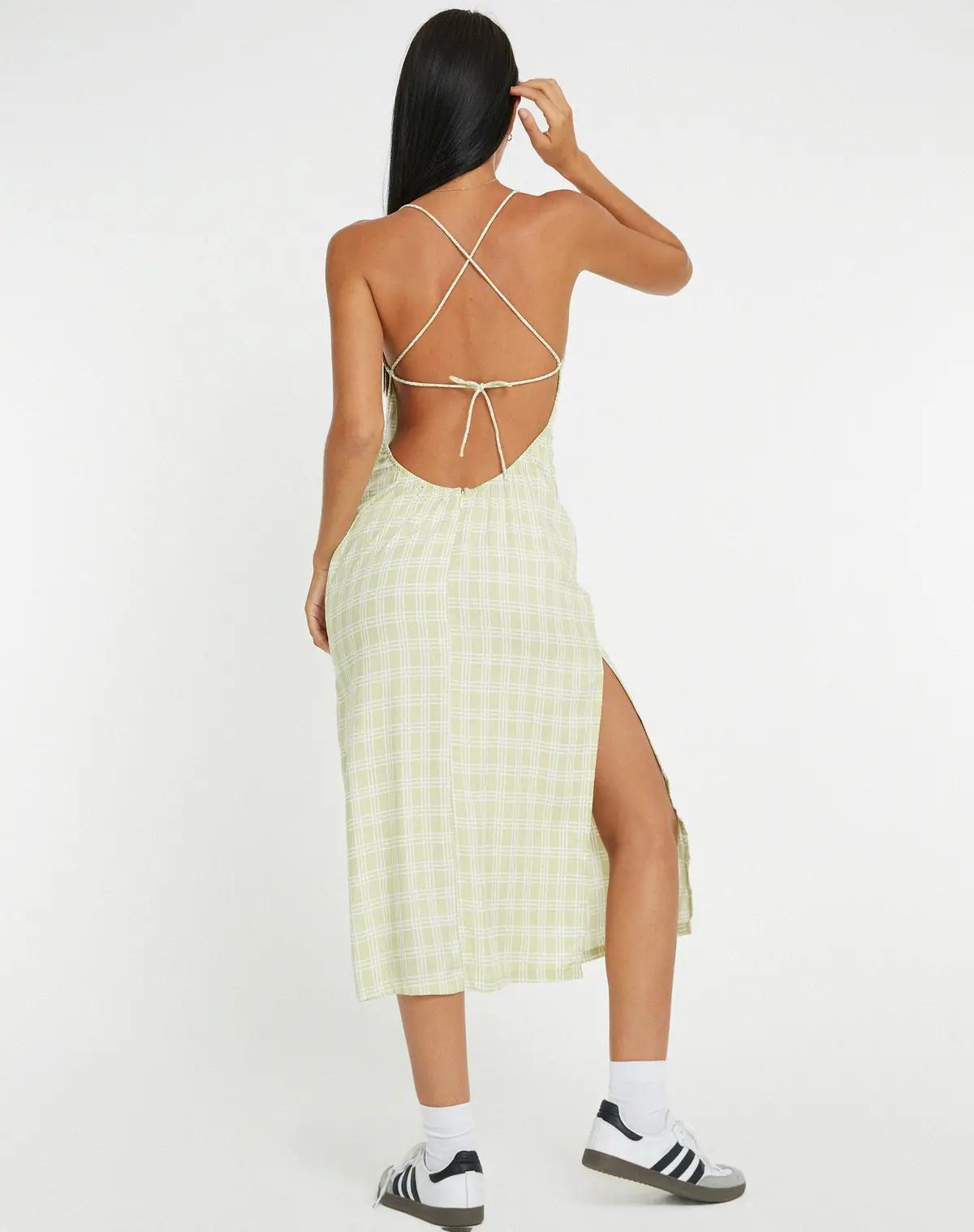 Nosita Midi Dress In Sage Check 2