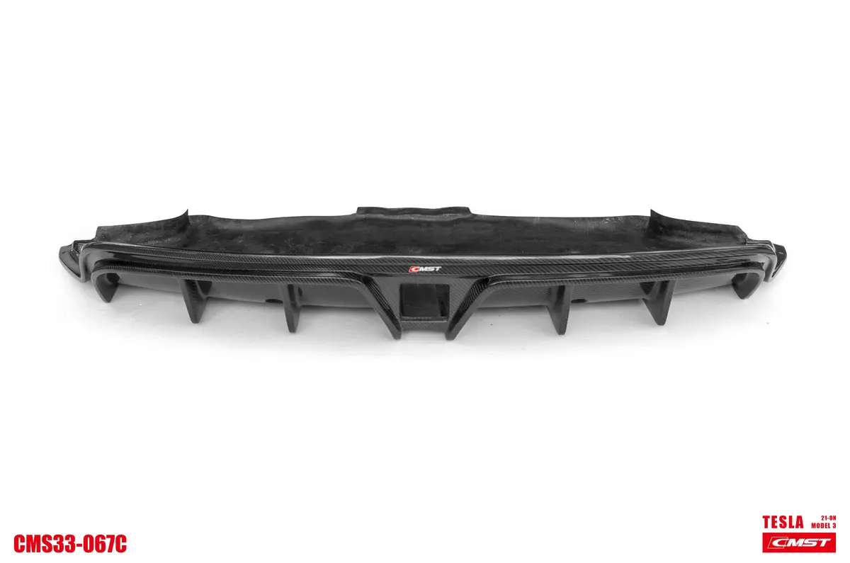 New Release!! Cmst Tesla Model 3 Carbon Fiber Rear Diffuser Ver.4 With Tow Hook Access 1